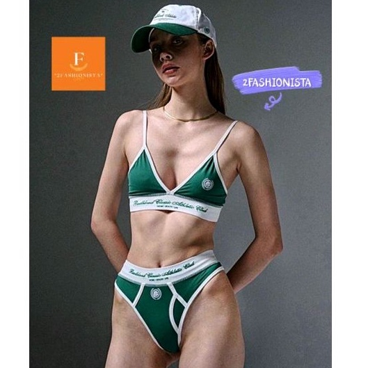 2FASHIONISTA BIKINI Bad.blood (BC'AC) 2023 Xanh viền trắng - Đồ bơi, đi biển (có mút ngực)