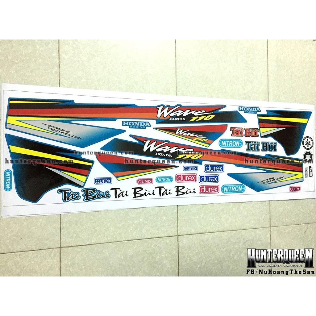 Tem rời xe WAVE đời đầu, wave nhỏ. Mẫu tem dán xe xanh ngọc. Chống nước, bền màu, sắc nét. Thay đổi theo yêu cầu