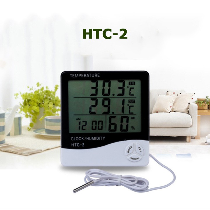 Nhiệt ẩm kế HTC-02 đồng hồ báo thức cảm biến nhiệt độ và độ ẩm