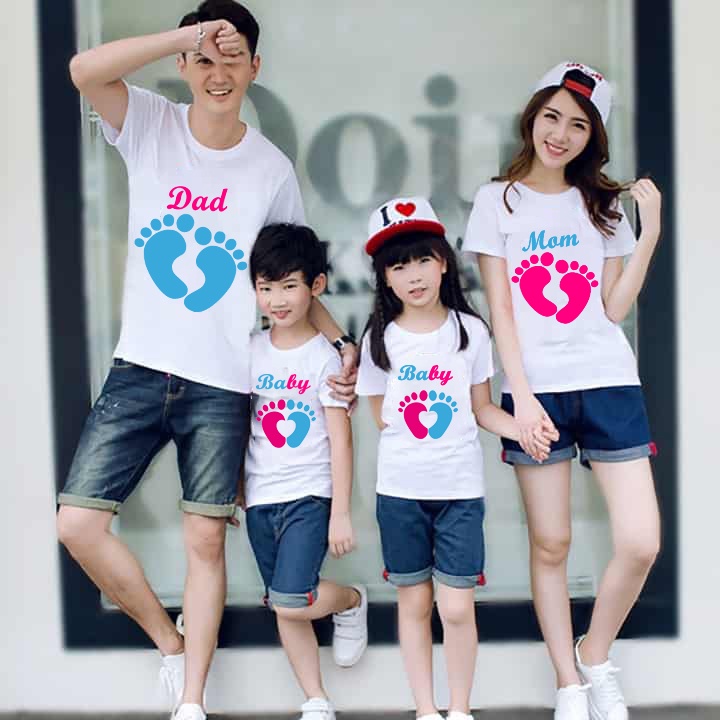 áo gia đình du lịch dễ thương cotton co giản thoải mái