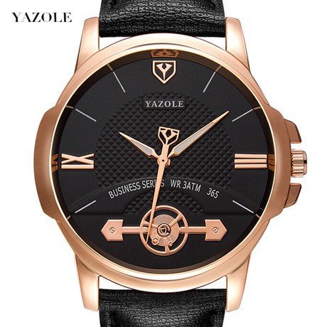 Đồng hồ nam YAZOLE 365 dây da cao cấp, phong cách nam lịch lãm