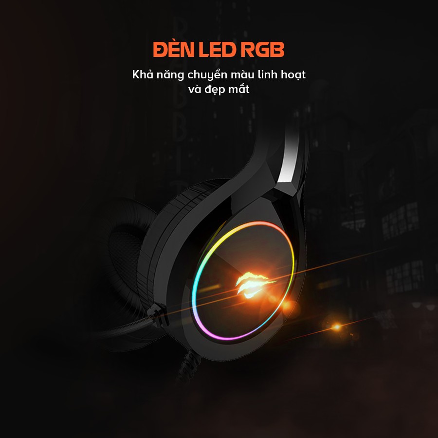Tai Nghe Gaming Headphone HAVIT H2232D, Driver 50mm, Đèn Led RGB, Mic Khử Nhiễu, Đa Tương Thích - Chính Hãng BH 12 Tháng