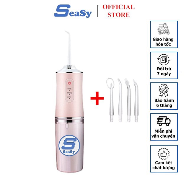 Máy tăm nước cầm tay SeaSy SS66 vệ sinh răng miệng chống nước cao cấp 3 chế độ bảo vệ nướu