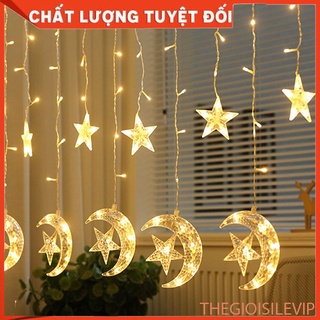 [Tết] Đèn nháy mành trang trí tết nhiều chế độ cực lung linh với 12 đèn trăng sao và 70 bóng led nhỏ siêu sáng