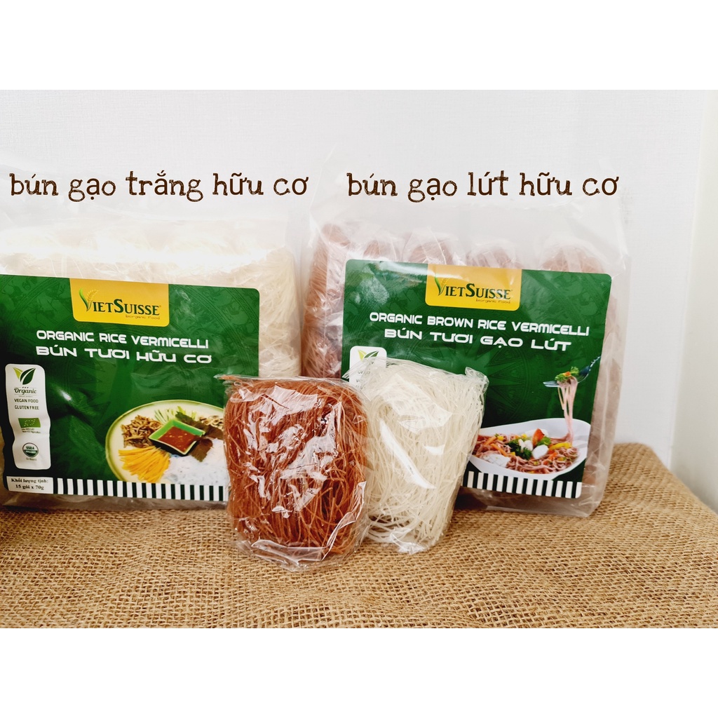 Bún tươi gạo lứt hữu cơ sấy khô VietSuisse (70g x 15 gói/túi) - Date: 11/2022