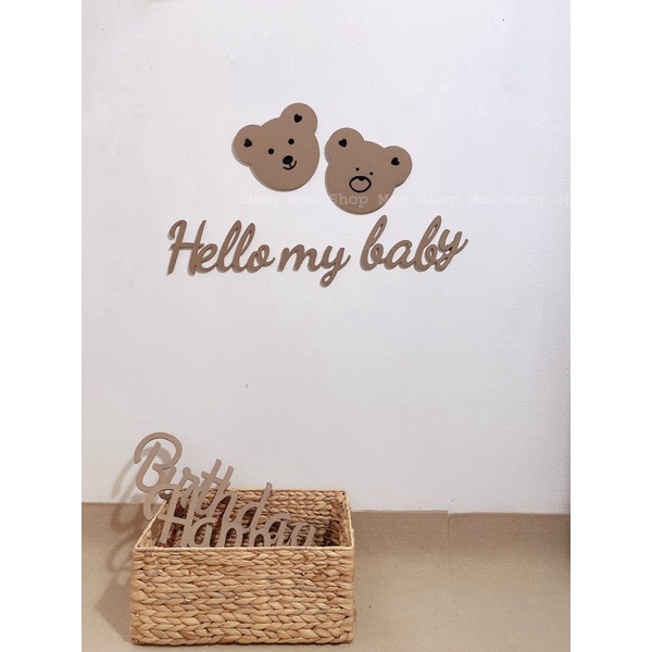 MGG15k Set 2 gấu và chữ hello my baby trang trí chụp hình cho bé (sẵn)