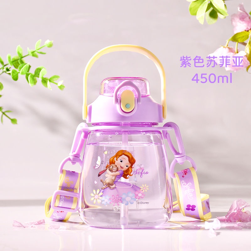 ♛Bình Nước Có Ống Hút Chống Sốc Chống Rò Rỉ Họa Tiết Disney Dễ Thương Cho Bé