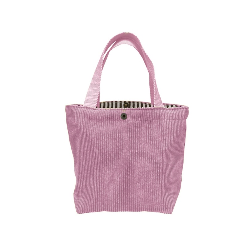 Túi Đựng Hộp Cơm Trưa Bằng Vải Nhung Kẻ Thời Trang Di Động Có Thể Tái Sử Dụng Cho Nữ