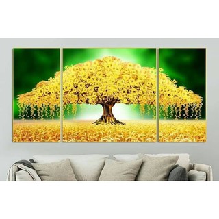 Xả sốc bộ ba tranh tráng gương cao cấp cây kim tiền