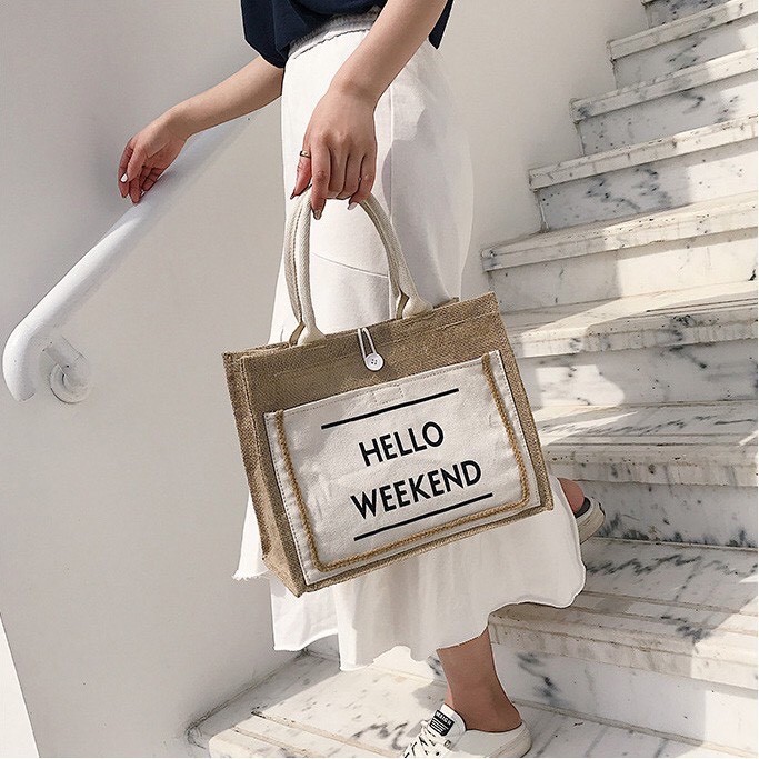 Túi Cói Hello Weekend🍁FREESHIP🍁 Túi Cói Đi Biển Đi Du Lịch Cao Cấp Mẫu Mới Siêu Hot | BigBuy360 - bigbuy360.vn