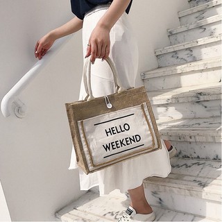 Túi Cói Hello Weekend Cao Cấp DC