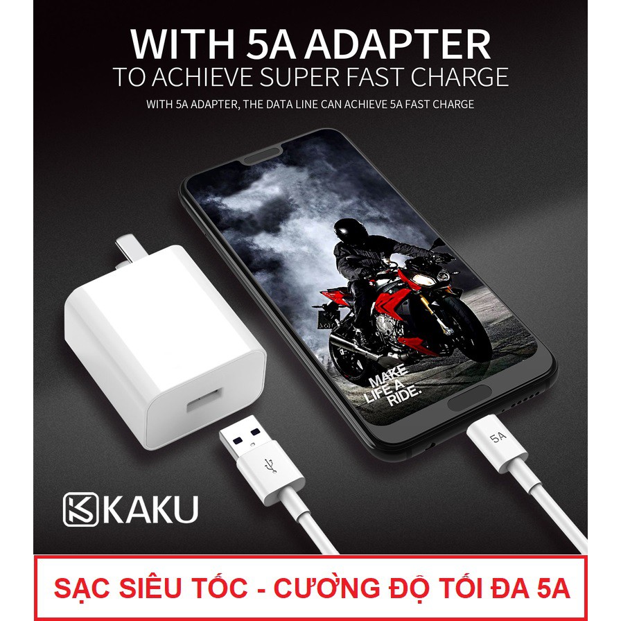 Cáp sạc nhanh 5A Micro USB cho điện thoại android - Hãng KAKU - Nhựa TPE - Chống gỉ - Chống rối - Chống đứt