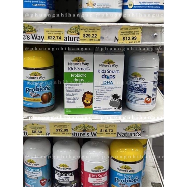 FULL BILL BAY AIR- MEN VI SINH NATURE'S WAY KIDS SMART DROPS PROBIOTIC 20ML