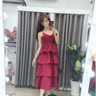 Váy tầng màu xanh ngọc