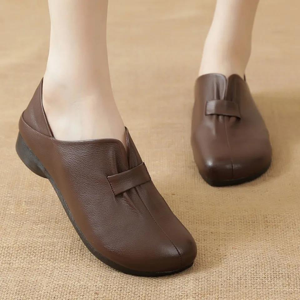 Giày Búp Bê Da Mềm Gót Thấp Size Lớn 35-43 41 42 Thời Trang Nữ Sành Điệu