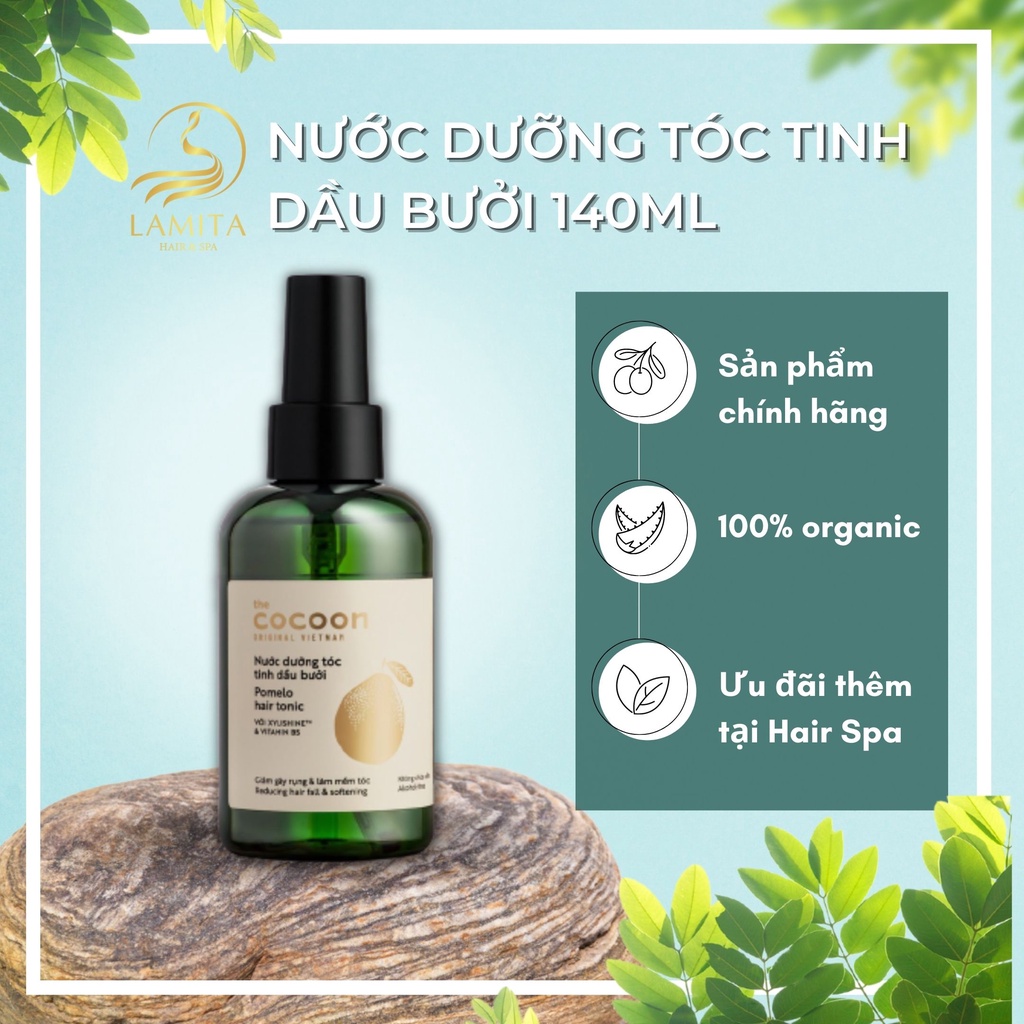 Nước dưỡng tóc tinh dầu bưởi Cocoon giúp giảm gãy rụng và làm mềm tóc 140ml Lamita Hair Spa - LS039