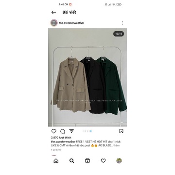 áo vét 1lớp dáng dài siêu xinh