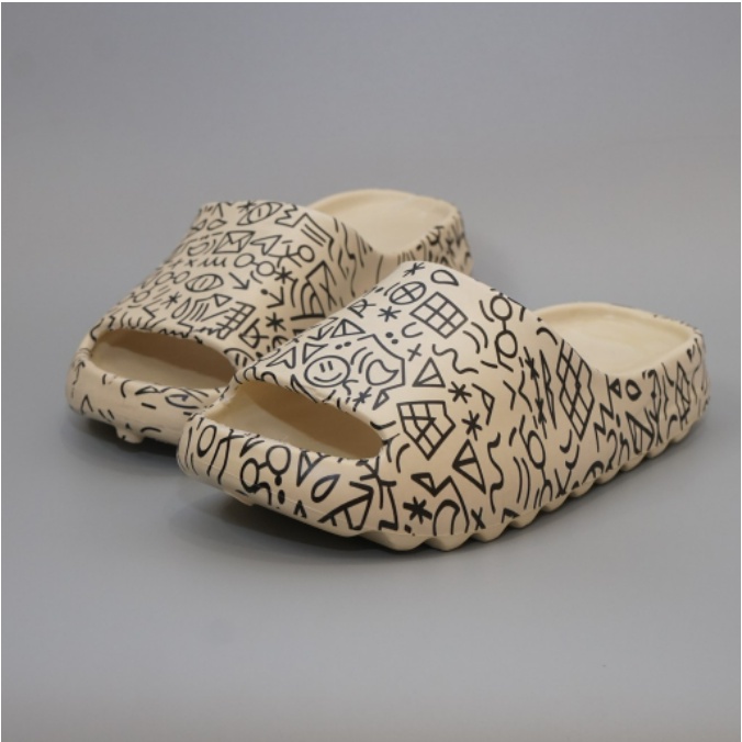 Dép quai ngang nữ, dép văn phòng - họa tiết dễ thương, đế bánh mì trendy