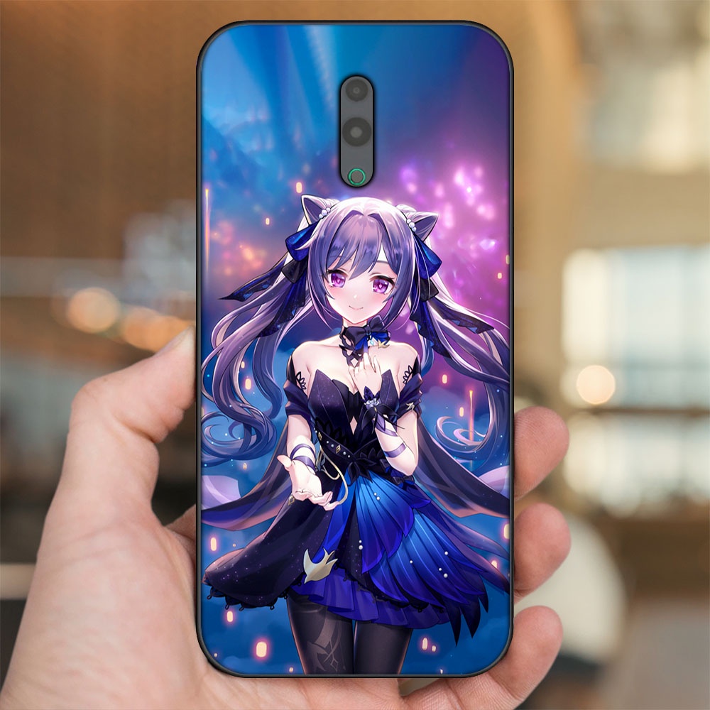 Ốp lưng Oppo Reno viền đen in hình Keqing Genshin Impact