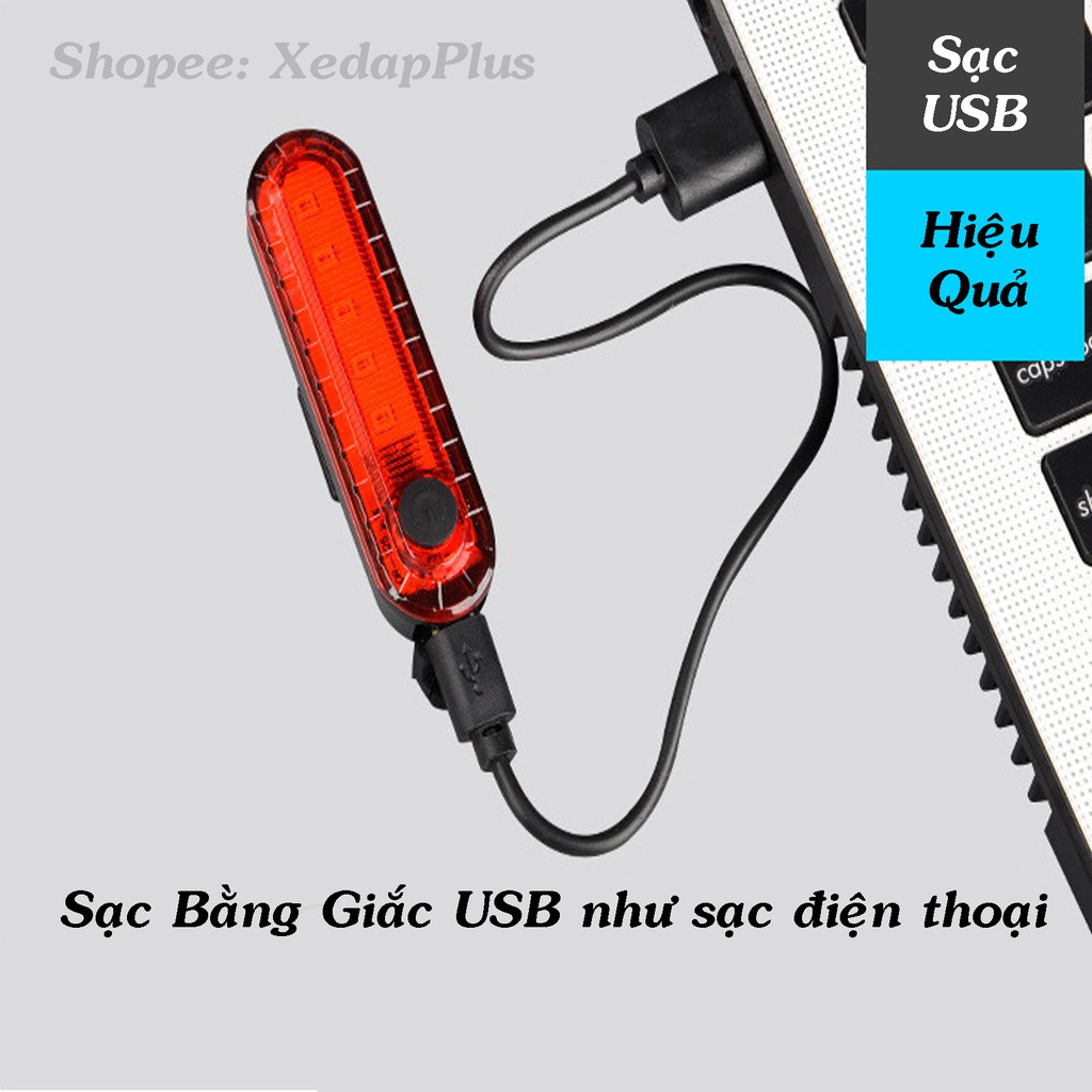 Đèn hậu xe đạp chống nước sạc usb Volcand cảnh báo gắn sau xe đạp cao cấp chống nước, nhiều chế độ sáng