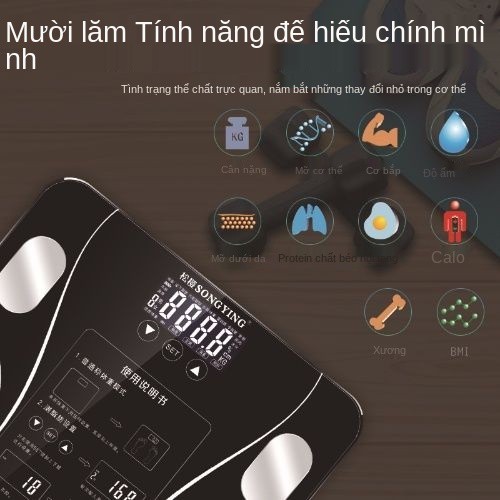 > Cân béo Trung Quốc hiển thị điện tử phân tích thành phần cơ thể sức khỏe nhà thông minh <