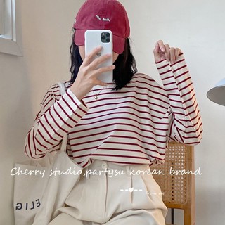 Áo thun nỉ kẻ ngang Ulzzang🍓 Hàng Quảng Châu
