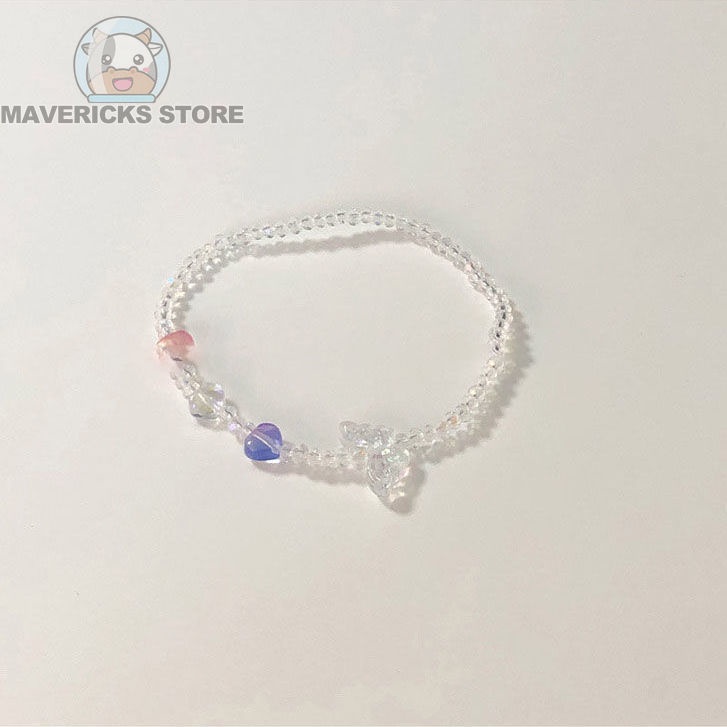 Vòng Tay Chuỗi Hạt Hình Bướm Trái Tim Phong Cách Hàn Quốc Thời Trang Cho Nữ