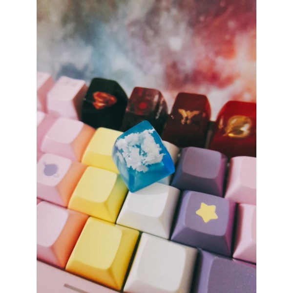 Nút bàn phím SA profile 1u Cloudy Sky Resin Keycap - Nút bàn phím cơ trong suốt hình mây