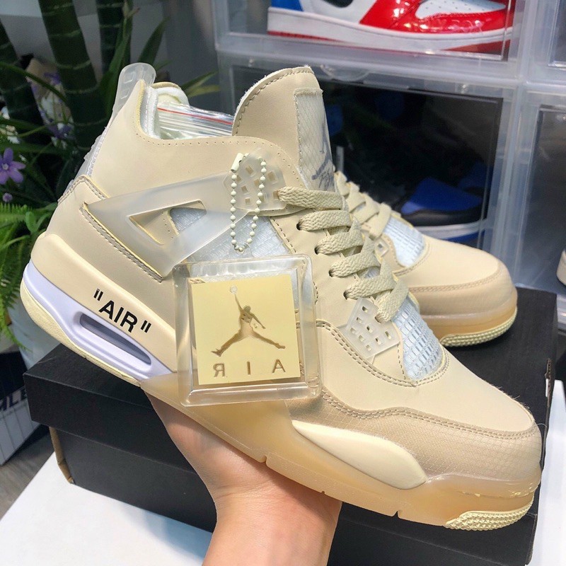 hàng đẹp có sẵn Giày thể thao nam nữ Jordan 4 off white sữa