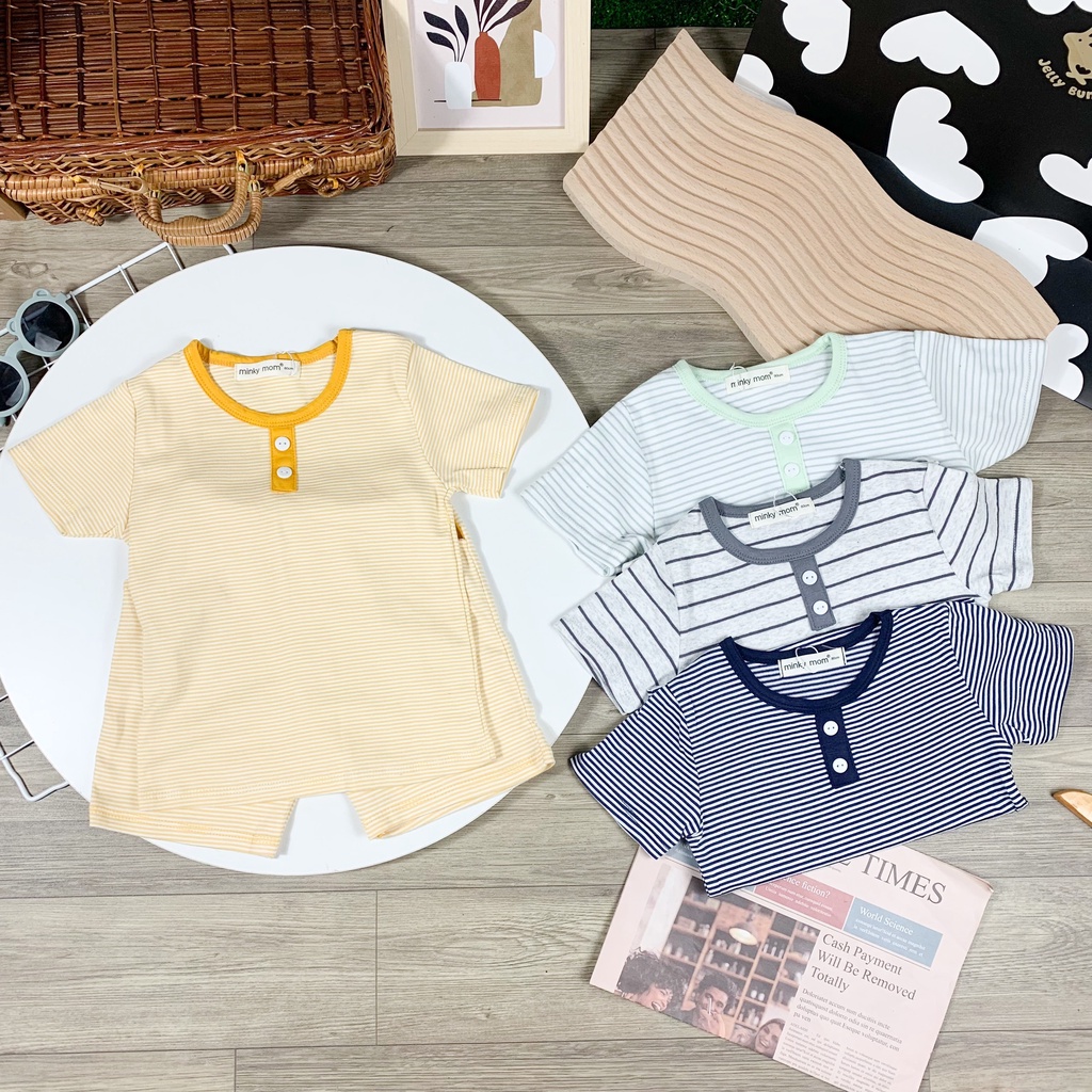 Quần áo cộc tay nam nữ chất cotton hàn, bộ quần áo trẻ em minky mom cho bé trai bé gái-1046