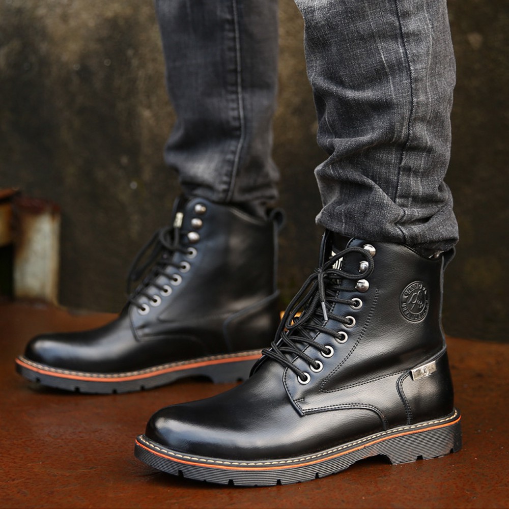 Giày boot nam cổ cao da bò tách lớp phong cách Âu Mỹ cao cấp sang trọng-MS8634