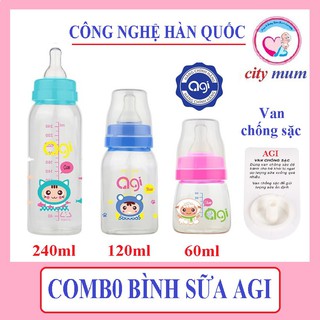 Combo 3 bình sữa Agi PP nhiều dung tích