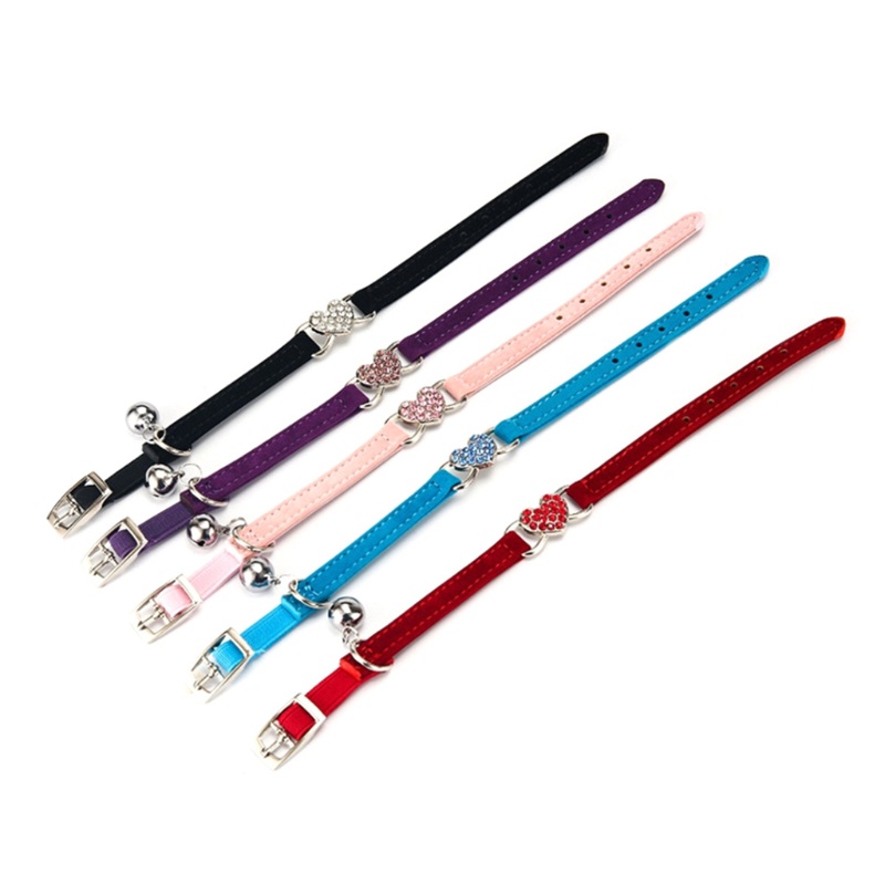 QQ Vòng Đeo Cổ Có Chuông Hình Trái Tim An Toàn Cho Mèo Có 5 Màu