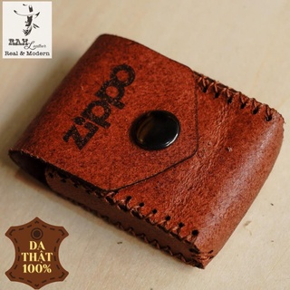 Bao Zippo màu nâu đỏ 