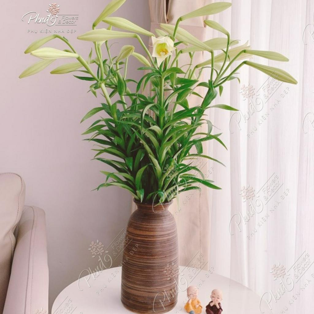 Bình gốm 3 kích thước gốm sứ Bát Tràng men nâu mộc vintage trang trí nội thất | PKND FLOWERS & DECOR MG156