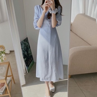 đầm maxi cổ v tay bồng
