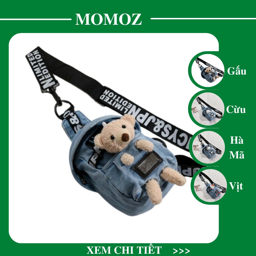 Túi đeo chéo mini nữ - tui đeo chéo có gắn gấu bông HOT 2021