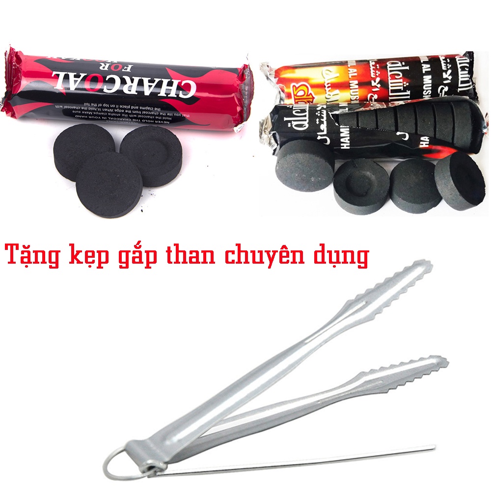 Combo Than hoạt tính đốt trầm, nhựa cây, bột hương Kẹp và gắp than