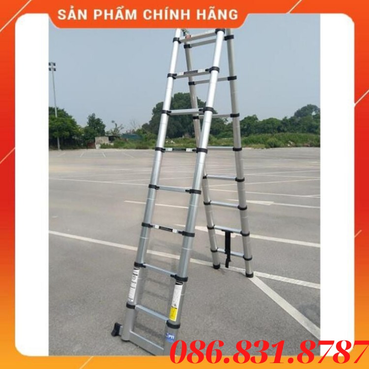 [ Chính Hãng ] THANG RÚT NHÔM CHỮ A 2M5 + 2M5 HAKACHI NHẬT BẢN HM16CPBH 2 NĂM