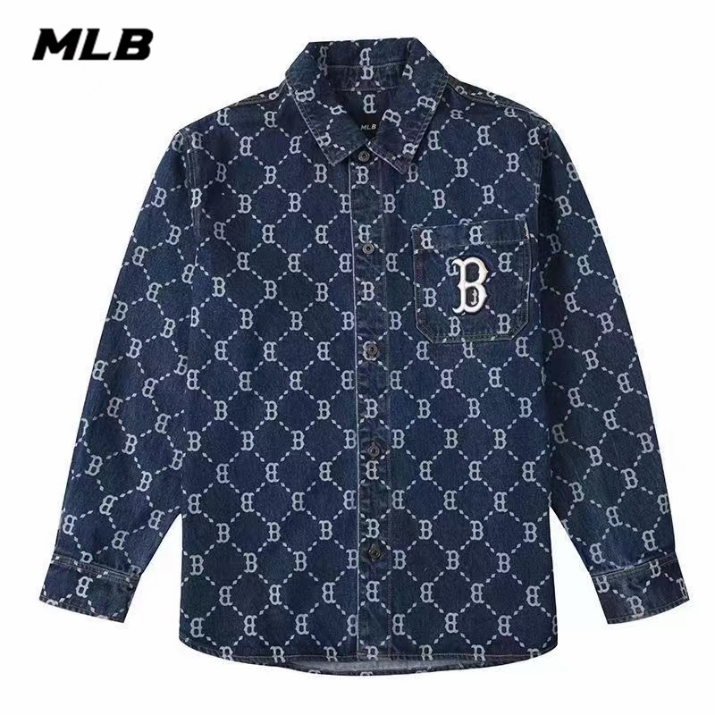Áo Khoác Denim Thêu Logo MLB NY Cá Tính Trẻ Trung