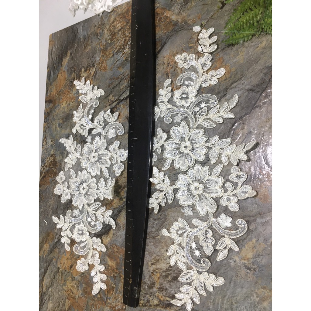 Cặp ren bông đối RB170525 dùng trang trí váy đầm thời trang, v.áy cưới, làm đồ decor trang trí, đồ lót, áo ngủ...