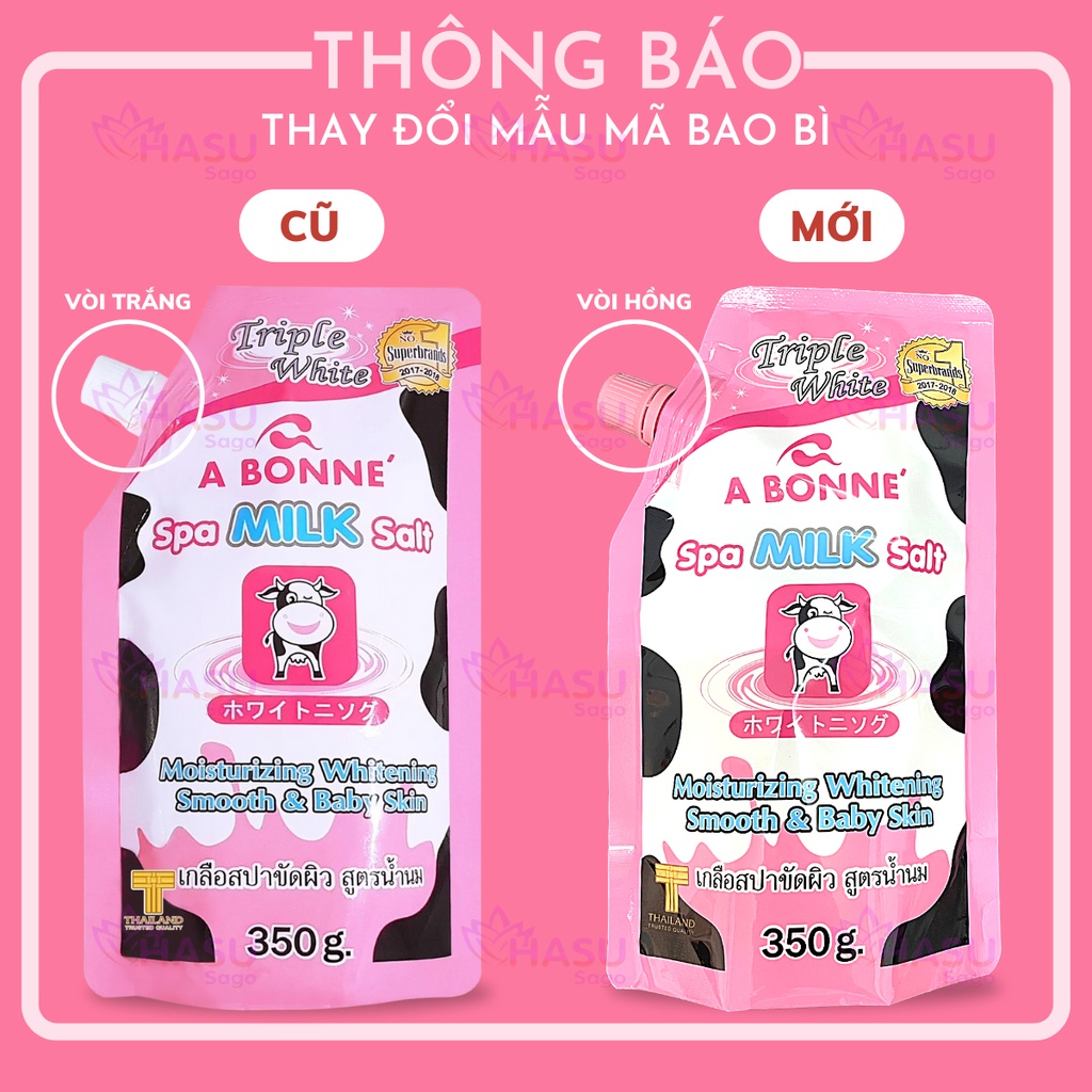 Muối Tăm Sữa Bò A bonne - Tẩy Tế Bào Chết Body Và Da Mặt Thái Lan Hương Sữa Tươi 350g