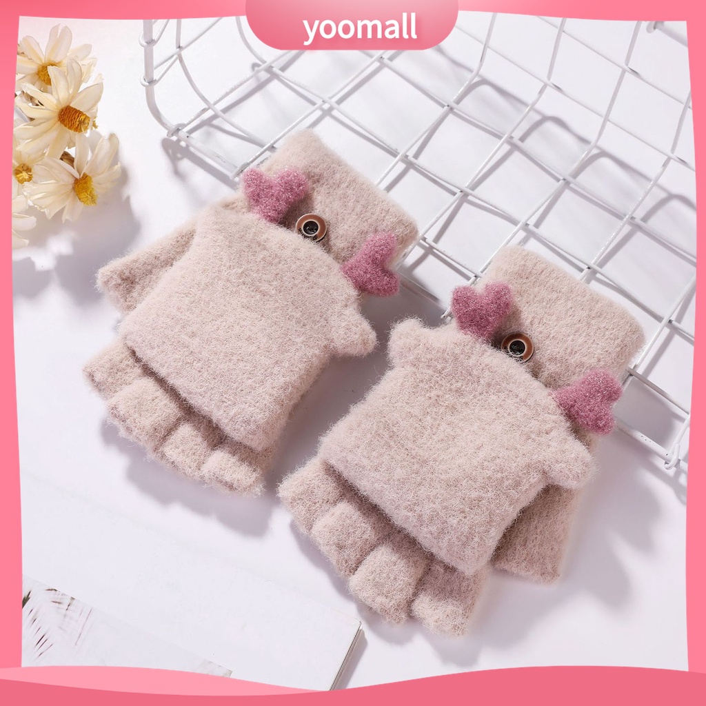 Yomall♡ 1 Đôi Găng Tay Lông Nhung Hở Ngón Màu Sắc Thời Trang