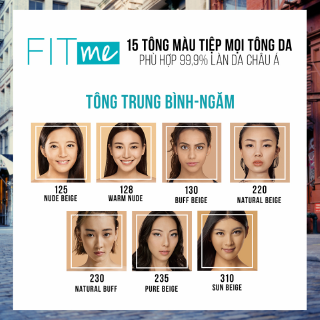 Kem Nền Mịn Nhẹ Kiềm Dầu Chống Nắng Fit Me Maybelline New York Matte Poreless Foundation SPF 22 30ml (podo)