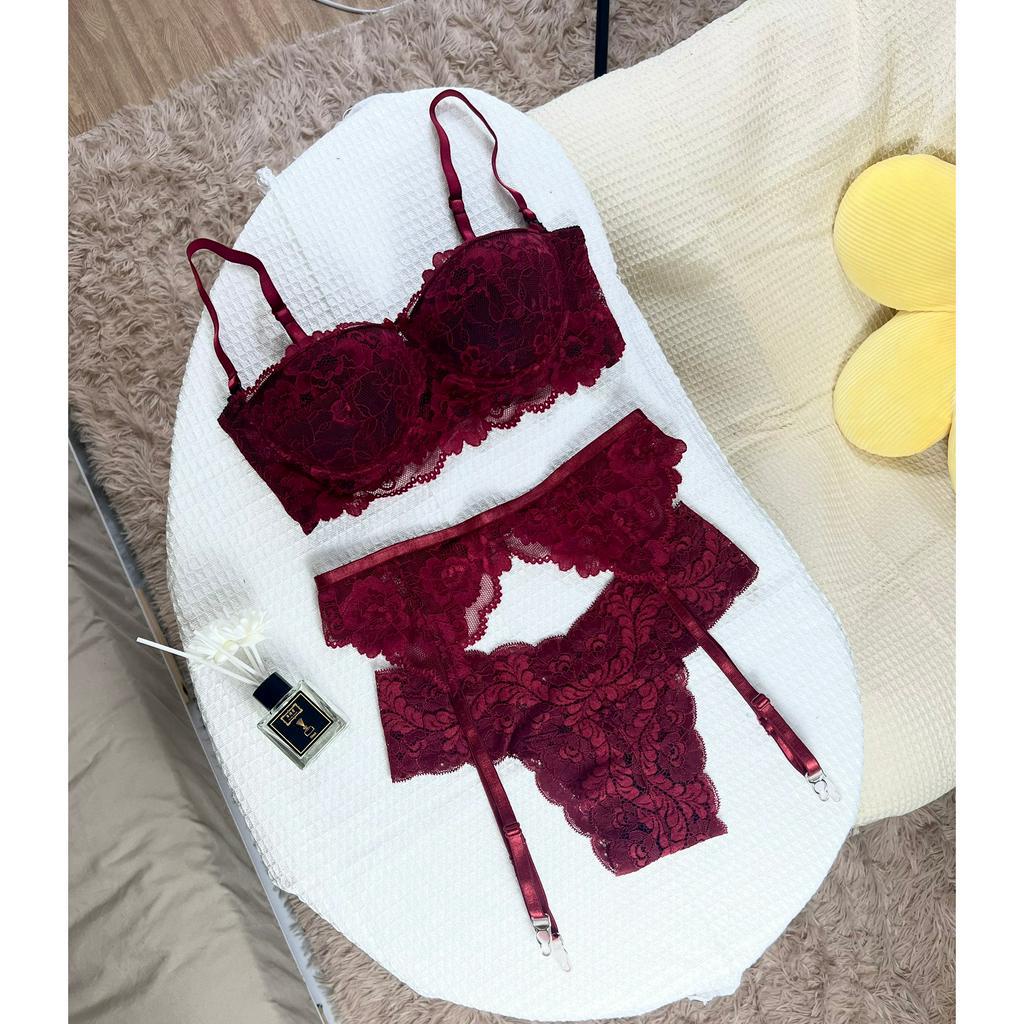 Set bra 3 món màu đỏ cao cấp BRAHY