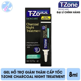 Gel chống thâm sau nặn mụn, se khít lỗ chân lông T-Zone Charcoal Night Treatment 8ml