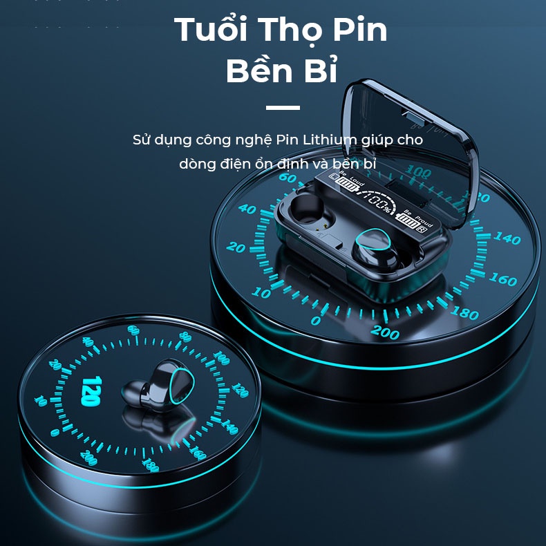 Tai Nghe Bluetooth M10 Phiên Bản Pro Nâng Cấp Pin Trâu, Nút Cảm Ứng Tự Động Kết Nối, Chống Nước, Chống Ồn, Màn Hình LED