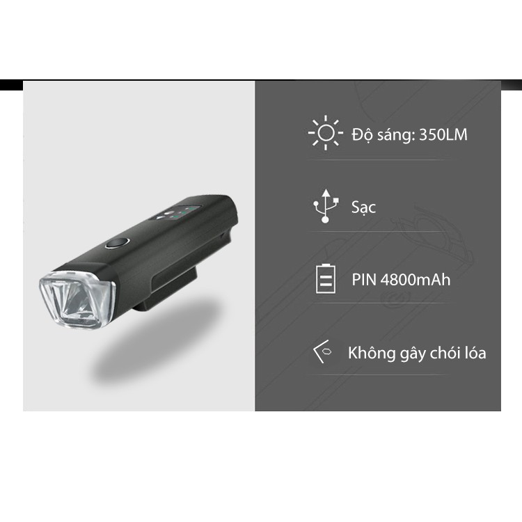 Đèn trước xe đạp siêu sáng, sạc USB HJ-047