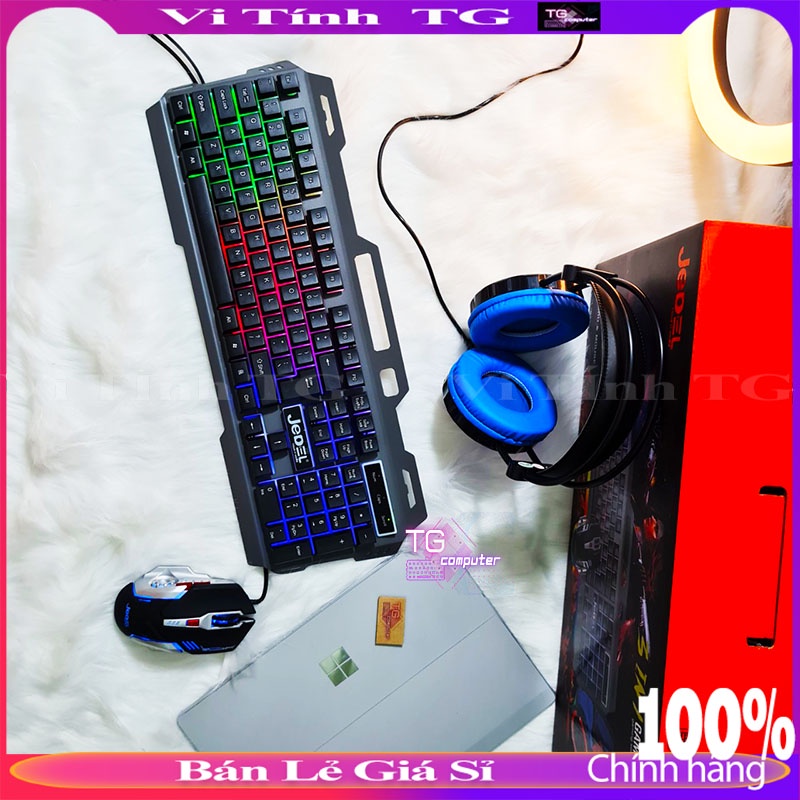 Combo bàn phím chuột tai nghe GAMING CÓ LED ĐA MÀU THIẾT KẾ ĐẸP Vi tính TG JEDEL CP-02