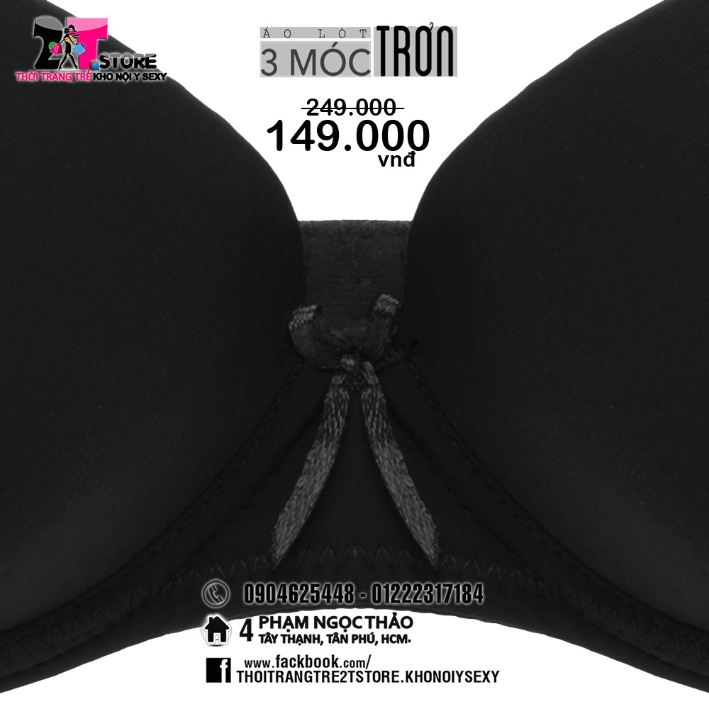Áo Nâng Ngực Cotton 3 Móc Trơn (Đen)
